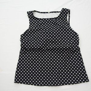 Lands' end tankini womens top built in bra size 12 polka dot